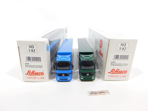 CG229-0,5# 2X Schuco Junior Line H0/1:87 Sattelzug Mercedes: 22400+22402, SG+Box - Imagen 3 de 5