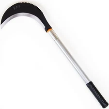 Curved Blade Hand Sickle with Spine Jimping & Textured Handle - Yard Tool