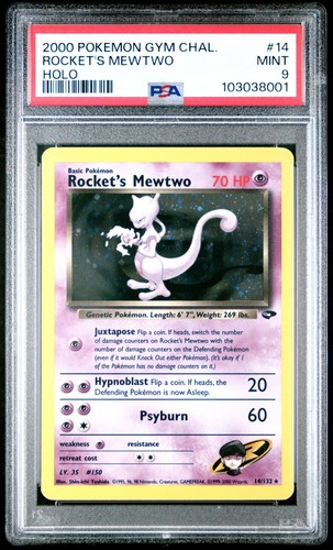 2000 Pokémon Gym Challenge Rocket’s Mewtwo Holo #14/132 – PSA 9 MINT