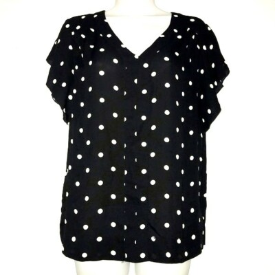 Philosophy Black White Polka Dot Short Sleeve Top Sz. XS 151901