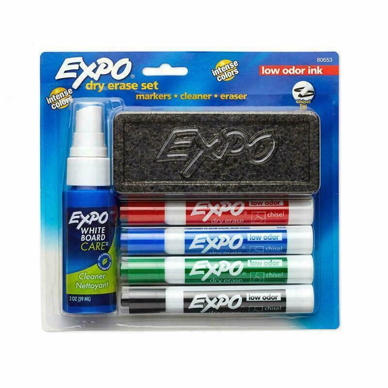 Expo Dry-Erase Starter Kit, Pack Of 4 Markers, Eraser + Spra