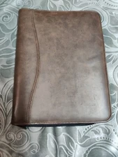 Day-Timer Planner with Zip-Around Inside Pockets Faux Leather Organizer Brown 