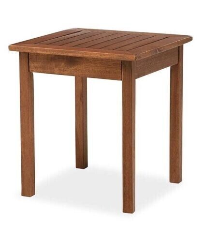 Plow & Hearth Eucalyptus Wood Outdoor Square Bistro Table - New - Picture 1 of 5