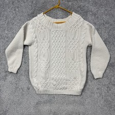 Vintage 90s Sweater Small Chunky Cable Knit Aran Fisherman Classic 100 Cotton