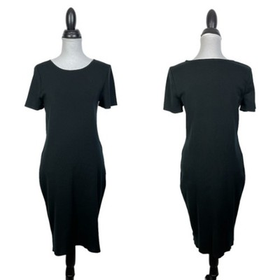 Ming Wang Small Black Knit Short Sleeve Classic Little Black Dress Relaxed Fit 