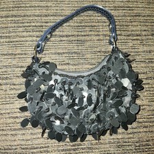 Small Dressy Black Beaded Large Sequined Cocktail Purse Bag Clutch