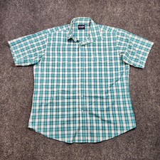 Wrangler Shirt Mens XL Blue Plaid Western Pearl Snap Short Sleeve Casual