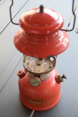 Coleman 200A Red Vintage Camping Lantern Single Mantle Missing Globe