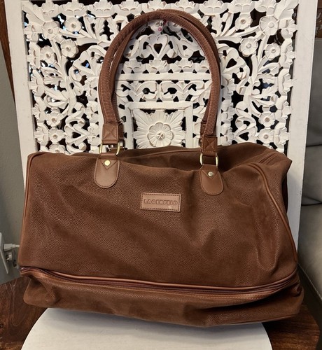 Vintage Lagerfeld Parfum Brown Weekender Carry On Large Bag Overnight Zippered