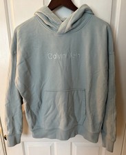 Calvin Klein Jeans Hoodie Women s S Light Blue Embroidered Logo