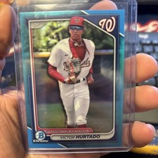 Victor Hurtado Sky Blue Chrome Refractor Rookie 2024 Bowman Draft Card #BDC-168