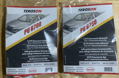 2 Packs of Loctite Teroson Two Part Car Bodywork Adhesive Glue PU 6700, 50ml 