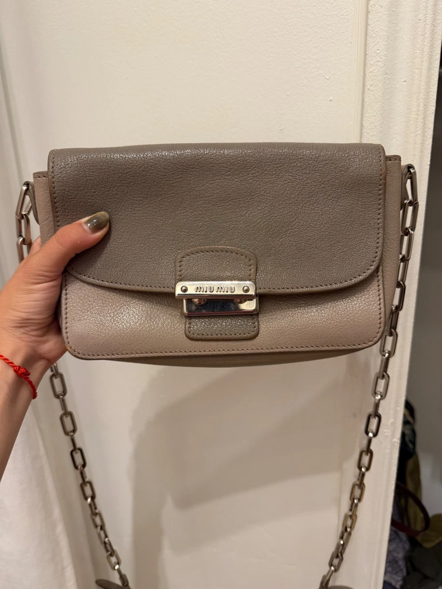 Gray Miu Miu Leather Exterior Bags & Handbags for Women for sale