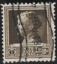 Sc#878 10c JANE ADDAMS - Famous Scientist with a PHILADELPHIA PA.  cancel (A-1)