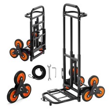 VEVOR Stair Climbing Cart 220 lbs Folding Trolley Cart 6 Wheels 2 Ropes