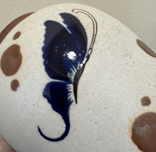 Tonala Vase Signed Mateos Mexican Folk Art Pottery Bird Blue Gray Butterfly 9” - Picture 4 of 18