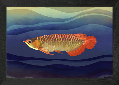 Orange Arowana Drache Fisch gerahmtes Wandbild Poster Leinwanddruck Bild