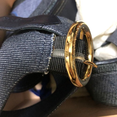 Louis Vuitton Sandali Navy Denim Pelle Zeppa 36EU 6US Donna - Foto 7 di 24