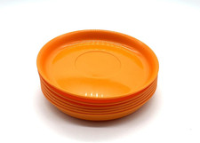 Set Di 6 Piatti Da 14 Cm, Riutilizzabili, Colore Arancione, in Plastica, per Fes