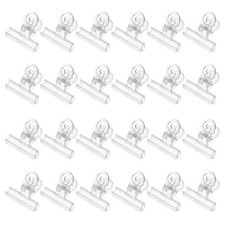 24 Pcs Plastic Bull Dog Clip Hinge Paper Clip, Clear, 1.5" x 1.38"