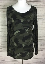 Old Navy Active Women’s Go Dry Green Camo Lightweight Stretch Knit Top Size L