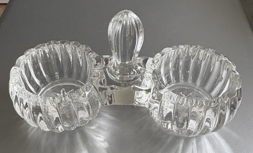 Glas Saliere Antik Salz Pfeffer Menage Pressglas Art Déco Queen Anne