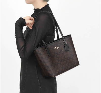 Coach Small City Tote Bag In Signature Canvas CU759 IMXAQ 1 Black