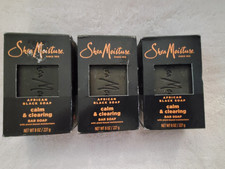 Lot of 3 SheaMoisture African Black Soap Calm and Clearing Bar Soap
