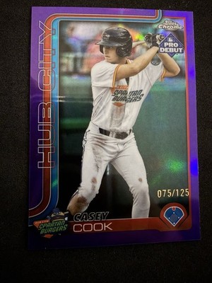 2025 Topps Pro Debut Casey Cook Purple Chrome Refractor /125 Texas Rangers