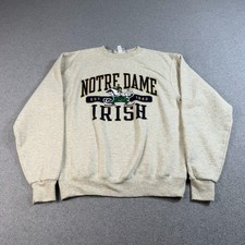Notre Dame Fighting Irish Champion Sweatshirt Men Small Beige Fleece Football