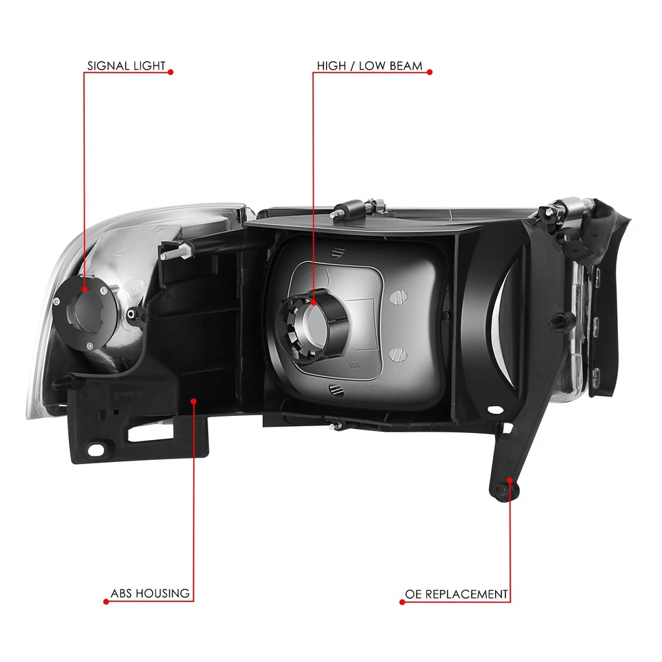PARA 94-02 DODGE RAM 1500 2500 3500 CARCASA CROMADA FAROS ESQUINEROS TRANSPARENTES LÁMPARAS Foto 4 de 4
