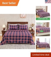 Breathable Microfiber 4PC Queen Size Sheet Set - Fits Mattresses Up to 16"