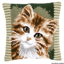 Vervaco stamped cross stitch kit cushion Brown cat, DIY