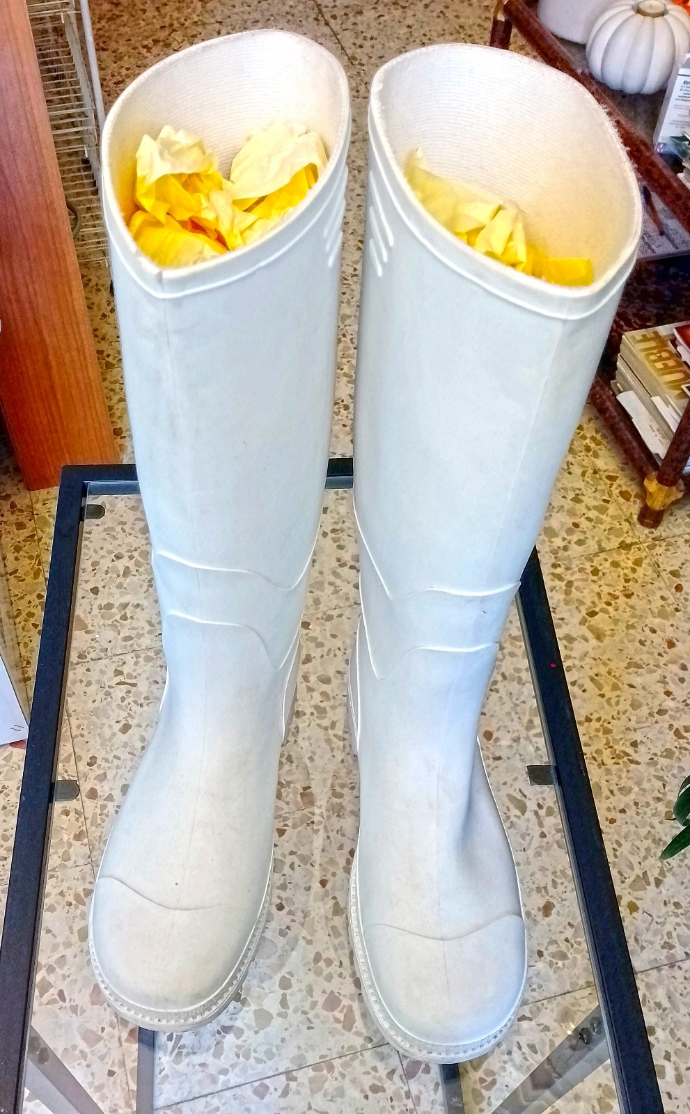 Botas de agua blancas, caña alta, unisex, talla 39, un solo uso
