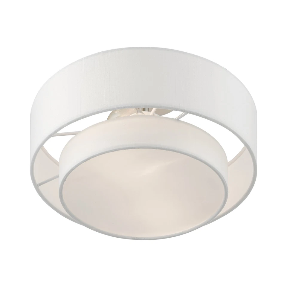 Livex Lighting 47151 Meridian 2 Light 12"W Flush Mount Drum - Nickel - Image 3 of 4