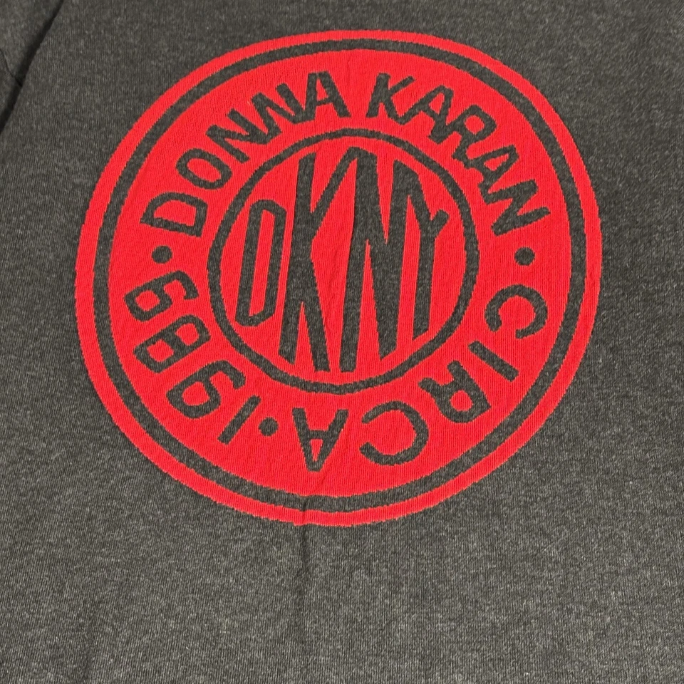 Suéter DKNY Mujer Medio Gris Carbón Circa 1989 Logo Pullover Cuello Redondo Tejido Foto 3 de 4