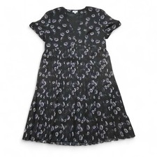 Keno Dress Size 42 Women's Black With Pleated Skirt Bottom And Sheer Sleeves