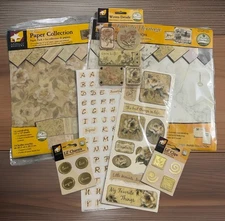 American Traditional Scrapbooking 28 Papers 12x12-lot 5 Packs Of Embellishments