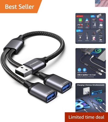 Versatile USB Hub with 2 Ports - Ideal for Laptops, PCs, and Gaming Consoles