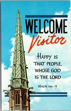 Vintage Welcome Visitor Religious Postcard St...