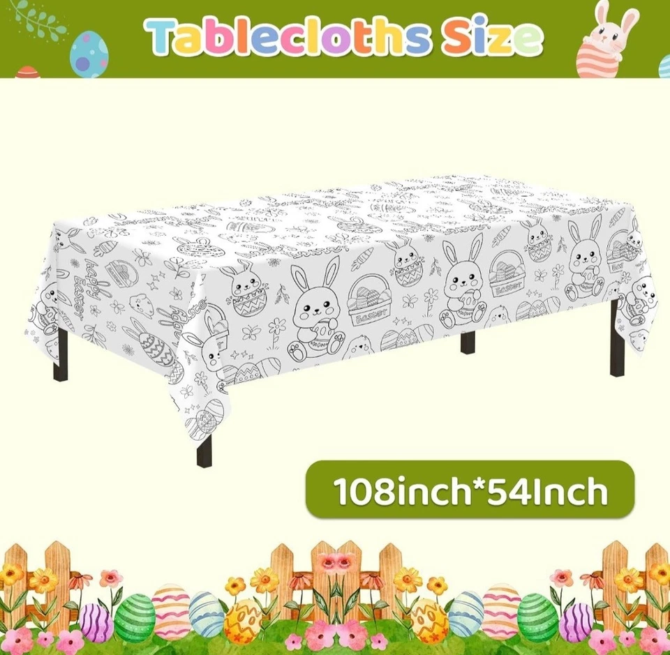 Pack Mantel para Colorear Pascua para Niños, Manteles Desechables de Pascua para Colorear Foto 2 de 4