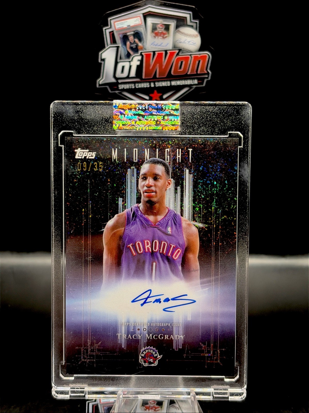 Tracy Mcgrady 2025-26 Topps Midnight Dark Marks Refractor Auto /25 SP Raptors