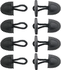 4Pcs Toggle Closure with Wooden Horn Button DIY Sewing Button Accessories Black 