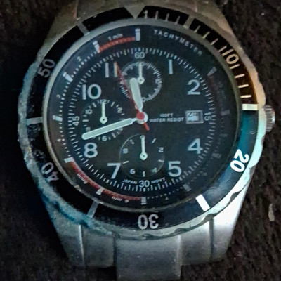 Armitron Men's Chronograph Tachymeter Quartz Black Dial Date 45mm 50m SS