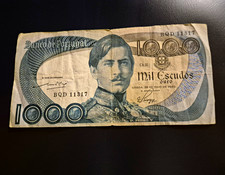 Banco de Portugal 1000 Escudos Banknote D. Pedro V (Mil) Einzelst&uuml;ck