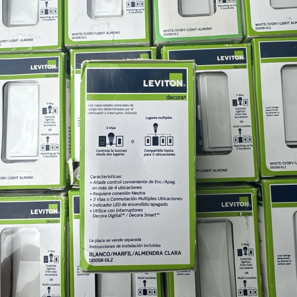 (pacote com 18) interruptor Decora Companion Leviton DD0SR-DLZ dupla tensão 120/277vac - Imagem 4 de 4