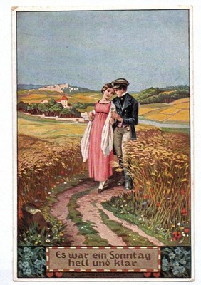 Artist Postcard It Was A Sunday Bright And Clear Folk Song Cards 79
