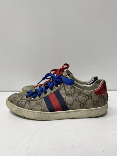 Chaussures femme Gucci Ace GG Supreme beige logo pointure 8