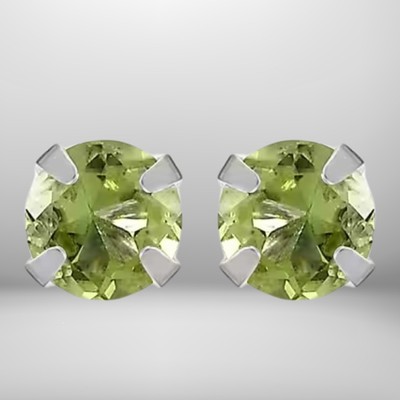 Gold OR Platinum Plated Sterling Silver Genuine Facet Cut Peridot Stud Earrings