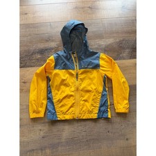 Columbia Kids Hooded Windbreaker Jacket Yellow Blue Full Zip XXS 4/5